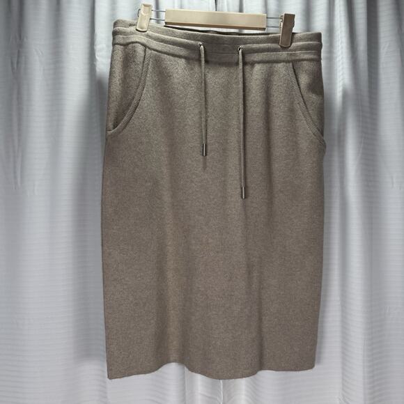 REISS Connie Knit Skirt Neutral Beige Wool Alpaca Blend Women's Size Medium - Picture 2 of 9
